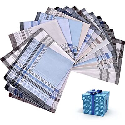 Vegena Lot de 18 mouchoirs en tissu pour homme 100 % coton Mouchoirs traditionnels pour homme Grands mouchoirs à carreaux, multicolore - Publicité Vegena Lot de 18 mouchoirs en tissu pour homme 100 % coton Mouchoirs traditionnels pour homme Grands mouchoirs à carreaux, multicolore - Publicité