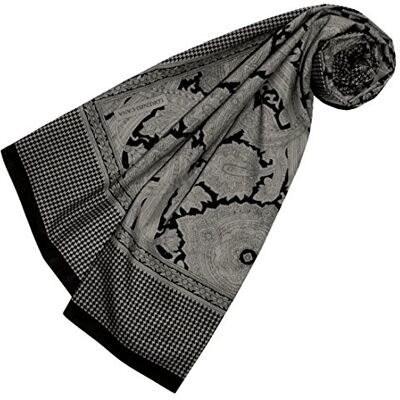 LORENZO CANA Foulard de 65% coton et 35% soie pour la femme – écharpe de fibres naturelles, carré avec des mesures de 110 x 110 cm et un motif vichy imprimé attrayant en gris noir - Publicité LORENZO CANA Foulard de 65% coton et 35% soie pour la femme – écharpe de fibres naturelles, carré avec des mesures de 110 x 110 cm et un motif vichy imprimé attrayant en gris noir - Publicité