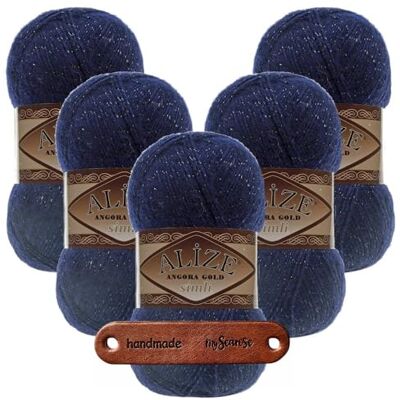 mySearose Alize Angora Gold Simli 58 Lot de 5 pelotes de laine de 100 g chacune, bleu marine, aspect scintillant, pour foulards, écharpes et accessoires, douces, légères, élégantes, pour l'automne et l'hiver - Publicité mySearose Alize Angora Gold Simli 58 Lot de 5 pelotes de laine de 100 g chacune, bleu marine, aspect scintillant, pour foulards, écharpes et accessoires, douces, légères, élégantes, pour l'automne et l'hiver - Publicité