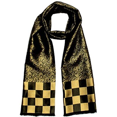 LORENZO CANA Foulard de 100% soie pour l`homme – écharpe style dandy avec les mesures de 25 x 160 cm tissue jacquard à double épaisseur, léger et noble pour le printemps et l´été en noir doré - Publicité LORENZO CANA Foulard de 100% soie pour l`homme – écharpe style dandy avec les mesures de 25 x 160 cm tissue jacquard à double épaisseur, léger et noble pour le printemps et l´été en noir doré - Publicité