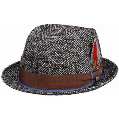 Lierys CHAPEAUSHOP Bertonico Chapeau Player Chevrons Multicolore Bande Reps Plume Fabrique en Italie Unisexe Automne Hiver - Publicité Lierys CHAPEAUSHOP Bertonico Chapeau Player Chevrons Multicolore Bande Reps Plume Fabrique en Italie Unisexe Automne Hiver - Publicité