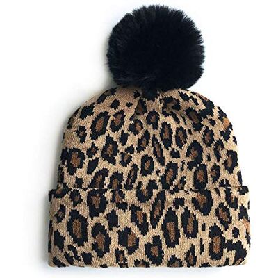 LUMoony MoonyLI Enfants Hiver tricoté Chapeaux léopard imprimé à Revers Bonnet Boule de Fourrure Pom Pom Casquette Unisexe Enfants Bonnet Chapeau Casquette Chaud Chapeaux d'hiver - Publicité LUMoony MoonyLI Enfants Hiver tricoté Chapeaux léopard imprimé à Revers Bonnet Boule de Fourrure Pom Pom Casquette Unisexe Enfants Bonnet Chapeau Casquette Chaud Chapeaux d'hiver - Publicité