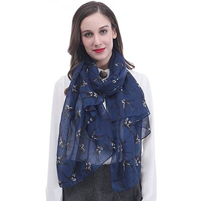 Lina & Lily Écharpe Foulard pour Femme Imprimé Oiseau Hirondelle (Bleu) - Publicité Lina & Lily Écharpe Foulard pour Femme Imprimé Oiseau Hirondelle (Bleu) - Publicité