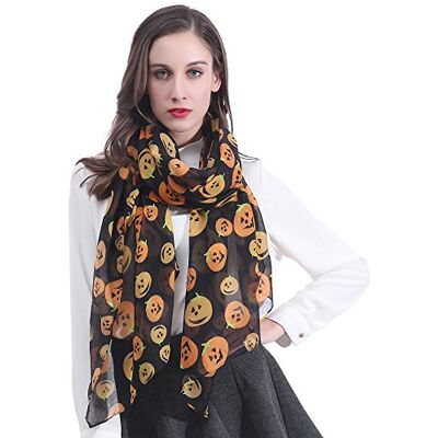 Lina & Lily Écharpe Foulard Femme Imprimé Citrouille Halloween - Publicité Lina & Lily Écharpe Foulard Femme Imprimé Citrouille Halloween - Publicité