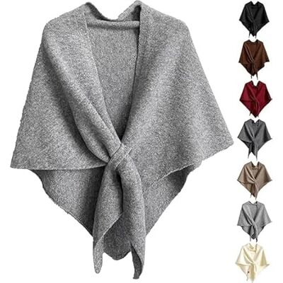 Zyzzephyr ChâLe Triangulaire En Tricot Uni Pour Femme, Nouveauté 2025, éLéGant Poncho Ouvert Sur Le Devant, Accessoire Hiver-Automne (Gray) - Publicité Zyzzephyr ChâLe Triangulaire En Tricot Uni Pour Femme, Nouveauté 2025, éLéGant Poncho Ouvert Sur Le Devant, Accessoire Hiver-Automne (Gray) - Publicité
