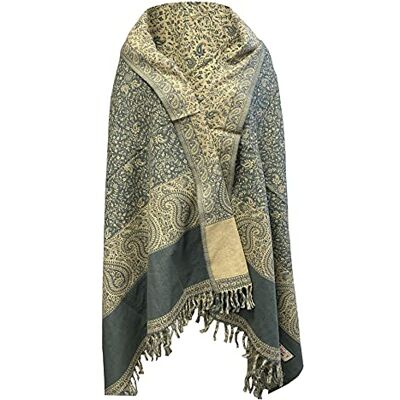 TI Écharpe vintage en laine de yak pure, motif floral, bleu pâle, décoration en laine, unisexe, surdimensionnée, double face, écharpe en laine luxueuse, cadeau L, Pastel, L - Publicité TI Écharpe vintage en laine de yak pure, motif floral, bleu pâle, décoration en laine, unisexe, surdimensionnée, double face, écharpe en laine luxueuse, cadeau L, Pastel, L - Publicité