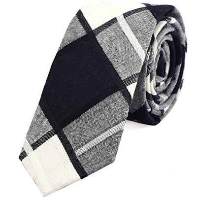 DonDon cravate homme cravate carreaux cravate écossaise pour hommes coton 6 cm ivoire blanc noir - Publicité DonDon cravate homme cravate carreaux cravate écossaise pour hommes coton 6 cm ivoire blanc noir - Publicité