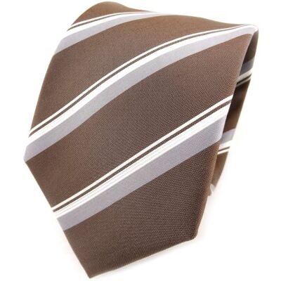 TigerTie cravate en soie brun beige gris argent rayé cravate en soie - Publicité TigerTie cravate en soie brun beige gris argent rayé cravate en soie - Publicité