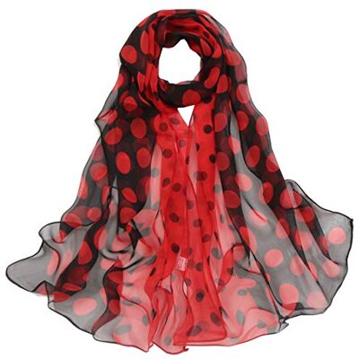 Dancila Dames Foulards En Soie Femmes Floral Imprimé Soie Mousseline De Soie Foulard Écharpe Wrap Foulards Foulard 155 * 50cm Châles Tube Écharpe (Contraste rouge et noir) - Publicité Dancila Dames Foulards En Soie Femmes Floral Imprimé Soie Mousseline De Soie Foulard Écharpe Wrap Foulards Foulard 155 * 50cm Châles Tube Écharpe (Contraste rouge et noir) - Publicité