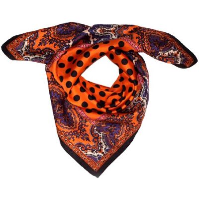 LORENZO CANA Foulard pour la femme – écharpe de 100% soie pour le printemps et l´été, carré avec les mesures de 70 x 70 cm – une sensation de luxe en orange noir violet rose beige ocre - Publicité LORENZO CANA Foulard pour la femme – écharpe de 100% soie pour le printemps et l´été, carré avec les mesures de 70 x 70 cm – une sensation de luxe en orange noir violet rose beige ocre - Publicité
