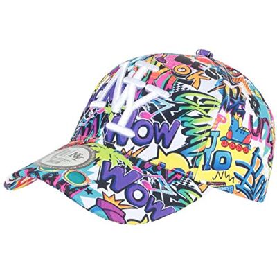 Hip Hop Honour Casquette NY Blanche et Violette Print Pop Art Cartoons Baseball Wow Boom Taille Unique Blanc - Publicité Hip Hop Honour Casquette NY Blanche et Violette Print Pop Art Cartoons Baseball Wow Boom Taille Unique Blanc - Publicité