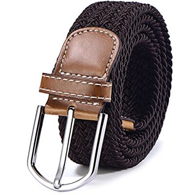DonDon Ceinture en tissé élastique de 100 à 130 cm de longueur pour femmes et hommes Ceinture tressée brun foncé - Publicité DonDon Ceinture en tissé élastique de 100 à 130 cm de longueur pour femmes et hommes Ceinture tressée brun foncé - Publicité
