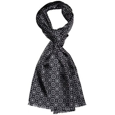 LORENZO CANA Foulard de 50% soie et 50% laine pour l`homme – écharpe réversible avec les mesures de 30 x 160 cm attrayant et noble pour le printemps et l´été en gris noir blanc - Publicité LORENZO CANA Foulard de 50% soie et 50% laine pour l`homme – écharpe réversible avec les mesures de 30 x 160 cm attrayant et noble pour le printemps et l´été en gris noir blanc - Publicité