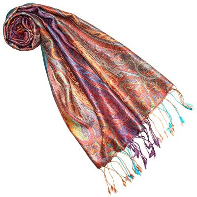 Lorenzo Cana Écharpe en soie pour femme 100 % soie tissée Élégant motif cachemire ton sur ton - Publicité Lorenzo Cana Écharpe en soie pour femme 100 % soie tissée Élégant motif cachemire ton sur ton - Publicité
