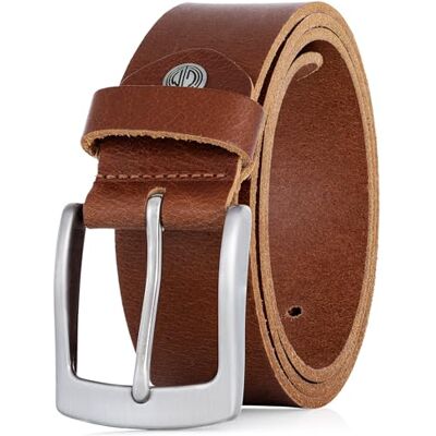 Lindenmann Mens Leather Belt/Mens Belt, full grain leather belt, buffalo leather 4 mm, in 3 colors, cognac/dark brown/black, Größe/Size:105, Farbe/Color:beige - Publicité Lindenmann Mens Leather Belt/Mens Belt, full grain leather belt, buffalo leather 4 mm, in 3 colors, cognac/dark brown/black, Größe/Size:105, Farbe/Color:beige - Publicité