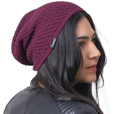 CHARM Bonnet Homme pour l'Été en Grosse Maille Fine, Bonnet Coton Femme Slouch en Tricot 104% Coton, Chapeau Beanie Léger Et Aéré Fait À La Main Bourgogne - Publicité CHARM Bonnet Homme pour l'Été en Grosse Maille Fine, Bonnet Coton Femme Slouch en Tricot 104% Coton, Chapeau Beanie Léger Et Aéré Fait À La Main Bourgogne - Publicité