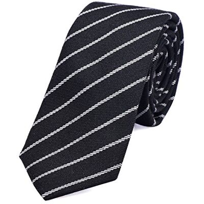 DonDon cravate homme cravate carreaux cravate rayures pour hommes coton noir rayé 3 - Publicité DonDon cravate homme cravate carreaux cravate rayures pour hommes coton noir rayé 3 - Publicité