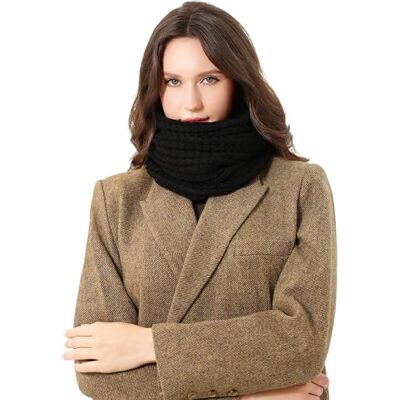DonDon écharpe femme hiver foulard femme écharpe en laine châle femme tour de cou snood Noir - Publicité DonDon écharpe femme hiver foulard femme écharpe en laine châle femme tour de cou snood Noir - Publicité