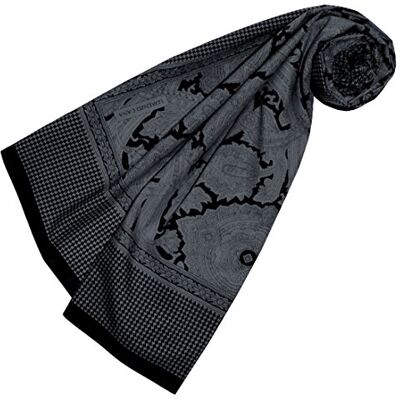 LORENZO CANA Foulard de 65% coton et 35% soie pour la femme – écharpe de fibres naturelles, carré avec des mesures de 110 x 110 cm et un motif vichy imprimé attrayant en gris anthracite noir - Publicité LORENZO CANA Foulard de 65% coton et 35% soie pour la femme – écharpe de fibres naturelles, carré avec des mesures de 110 x 110 cm et un motif vichy imprimé attrayant en gris anthracite noir - Publicité