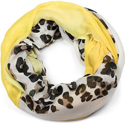 styleBREAKER Écharpe tube pour femmes avec motif imprimé léopard et à-plats de couleurs, snood, foulard , couleur:Jaune-Curry - Publicité styleBREAKER Écharpe tube pour femmes avec motif imprimé léopard et à-plats de couleurs, snood, foulard , couleur:Jaune-Curry - Publicité