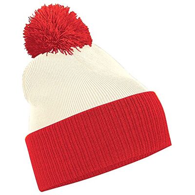 Beechfield Bonnet tricoté Garçon (Taille Unique) (Blanc cassé/Rouge Vif) - Publicité Beechfield Bonnet tricoté Garçon (Taille Unique) (Blanc cassé/Rouge Vif) - Publicité
