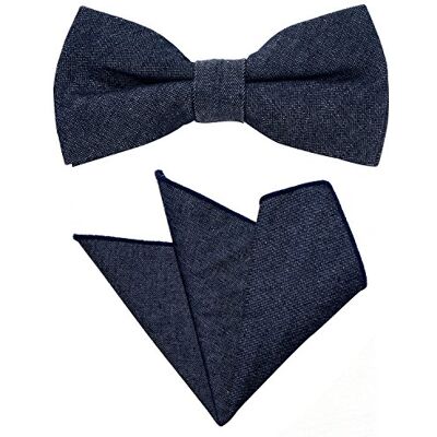 DonDon Lot de nœud papillon et mouchoir dans le design des jeans pour hommes de couleur assortie et à taille réglable bleu foncé - Publicité DonDon Lot de nœud papillon et mouchoir dans le design des jeans pour hommes de couleur assortie et à taille réglable bleu foncé - Publicité