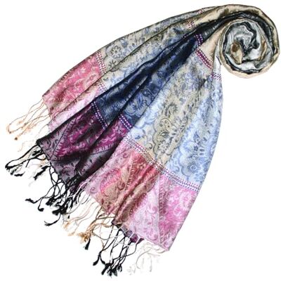 Lorenzo Cana Pashmina femme Foulard jacquard tissé 100 % soie Motif cachemire Bleu clair, Rose - Publicité Lorenzo Cana Pashmina femme Foulard jacquard tissé 100 % soie Motif cachemire Bleu clair, Rose - Publicité