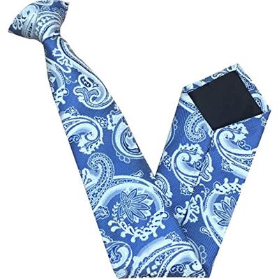 Great British Tie Club Cravate à Clipser Argent et Bleu Paisley Le Motif Cachemire - Publicité Great British Tie Club Cravate à Clipser Argent et Bleu Paisley Le Motif Cachemire - Publicité