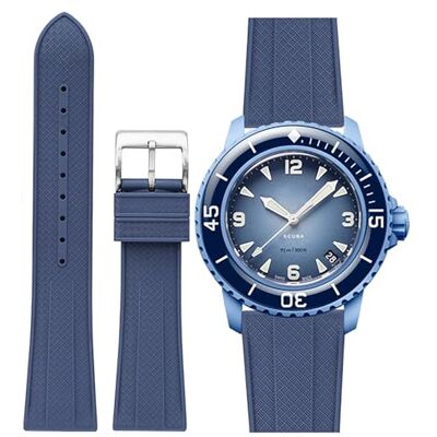 Stanchev Bracelet de rechange universel pour Blancpain x Swatch Fifty Fathoms 22 mm Souple et étanche Pour homme et femme - Publicité Stanchev Bracelet de rechange universel pour Blancpain x Swatch Fifty Fathoms 22 mm Souple et étanche Pour homme et femme - Publicité