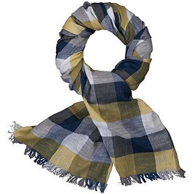 Lindenmann écharpe/écharpe tissée hommes 100% coton, foulard pour hommes, bleu-jaune - Publicité Lindenmann écharpe/écharpe tissée hommes 100% coton, foulard pour hommes, bleu-jaune - Publicité
