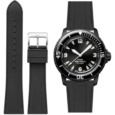 Stanchev Bracelet de rechange universel pour Blancpain x Swatch Fifty Fathoms 22 mm Souple et étanche Pour homme et femme - Publicité Stanchev Bracelet de rechange universel pour Blancpain x Swatch Fifty Fathoms 22 mm Souple et étanche Pour homme et femme - Publicité