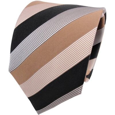 TigerTie cravate en soie beige brun doré noir blanc rayé cravate en soie - Publicité TigerTie cravate en soie beige brun doré noir blanc rayé cravate en soie - Publicité