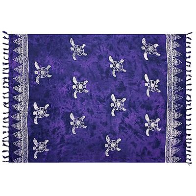 Ciffre Sarong Pareo Jupe portefeuille Dhoti Loop Foulard Linge de plage Echarpe Batik Tortue Violette - Publicité Ciffre Sarong Pareo Jupe portefeuille Dhoti Loop Foulard Linge de plage Echarpe Batik Tortue Violette - Publicité