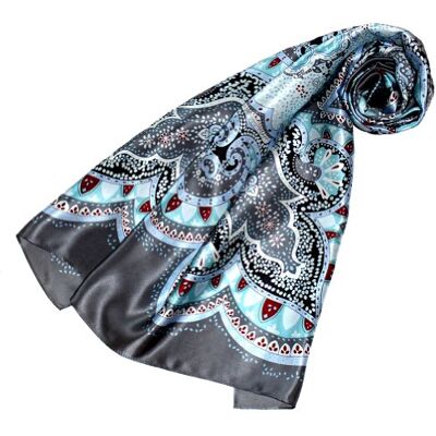 LORENZO CANA Foulard pour la femme – écharpe de 100% soie pour le printemps et l´été, carré avec les mesures de 90 x 90 cm – en bleu ciel turquoise gris argente rouge - Publicité LORENZO CANA Foulard pour la femme – écharpe de 100% soie pour le printemps et l´été, carré avec les mesures de 90 x 90 cm – en bleu ciel turquoise gris argente rouge - Publicité