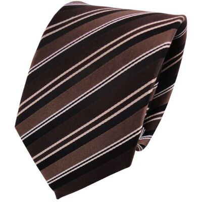 TigerTie ohne Markenname cravate en soie brun foncé brun chocolat blanc noir rayé cravate en soie - Publicité TigerTie ohne Markenname cravate en soie brun foncé brun chocolat blanc noir rayé cravate en soie - Publicité