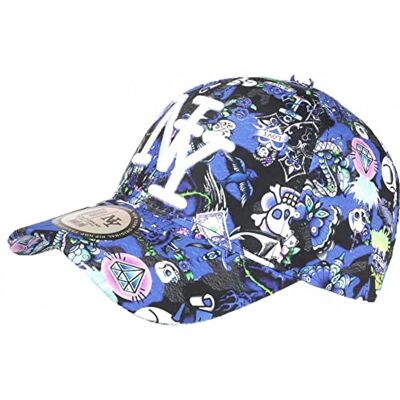 Hip Hop Honour Casquette Tête de Mort Bleue Print Cartoon NY Baseball Skull Taille Unique Bleu - Publicité Hip Hop Honour Casquette Tête de Mort Bleue Print Cartoon NY Baseball Skull Taille Unique Bleu - Publicité