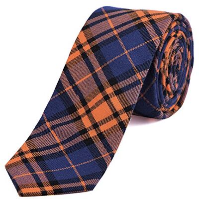 DonDon cravate homme cravate carreaux cravate rayures pour hommes rayée coton orangé bleu foncé - Publicité DonDon cravate homme cravate carreaux cravate rayures pour hommes rayée coton orangé bleu foncé - Publicité