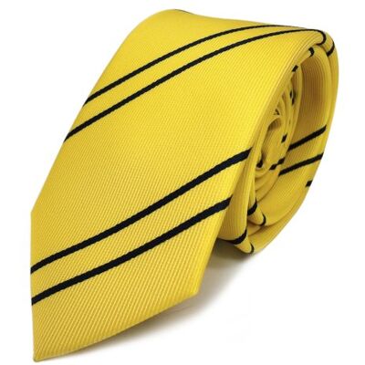 TigerTie étroit Designer cravate jaune jaune doré bleu foncé rayé - - Publicité TigerTie étroit Designer cravate jaune jaune doré bleu foncé rayé - - Publicité