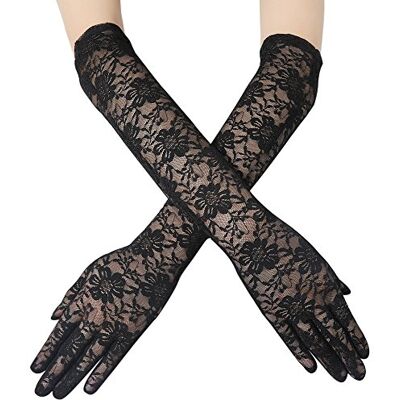 BABEYOND Gants de mariée en dentelle pour femme Gants Courts pour Femme Gants Opéra Gants de Mariage pour Soirée, Mariage, Fiançaille Taille unique (Long Noir) - Publicité BABEYOND Gants de mariée en dentelle pour femme Gants Courts pour Femme Gants Opéra Gants de Mariage pour Soirée, Mariage, Fiançaille Taille unique (Long Noir) - Publicité