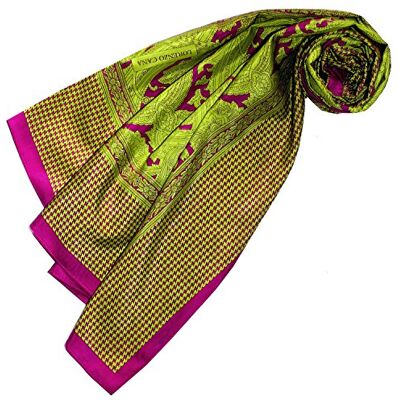 LORENZO CANA Foulard de 65% coton et 35% soie pour la femme – écharpe de fibres naturelles, carré avec des mesures de 110 x 110 cm et un motif vichy imprimé attrayant en vert clair rose framboise - Publicité LORENZO CANA Foulard de 65% coton et 35% soie pour la femme – écharpe de fibres naturelles, carré avec des mesures de 110 x 110 cm et un motif vichy imprimé attrayant en vert clair rose framboise - Publicité