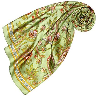 LORENZO CANA Foulard pour la femme – écharpe de 100% soie pour le printemps et l´été, carré avec les mesures de 90 x 90 cm – en vert clair vert tilleul rouge rose - Publicité LORENZO CANA Foulard pour la femme – écharpe de 100% soie pour le printemps et l´été, carré avec les mesures de 90 x 90 cm – en vert clair vert tilleul rouge rose - Publicité