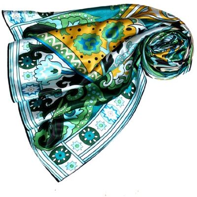 LORENZO CANA Foulard pour la femme – écharpe à la mode de 100% soie pour le printemps et l´été avec les mesures de 110 x 110 cm – soyeux, élégant et très coloré – - Publicité LORENZO CANA Foulard pour la femme – écharpe à la mode de 100% soie pour le printemps et l´été avec les mesures de 110 x 110 cm – soyeux, élégant et très coloré – - Publicité