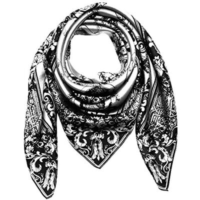 LORENZO CANA Foulard pour la femme – écharpe de 100% soie pour le printemps et l´été, carré avec les mesures de 90 x 90 cm – en noir et blanc - Publicité LORENZO CANA Foulard pour la femme – écharpe de 100% soie pour le printemps et l´été, carré avec les mesures de 90 x 90 cm – en noir et blanc - Publicité