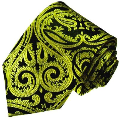 LORENZO CANA Cravate en soie italienne 100% soie vert clair vert tilleul doré noir - Publicité LORENZO CANA Cravate en soie italienne 100% soie vert clair vert tilleul doré noir - Publicité