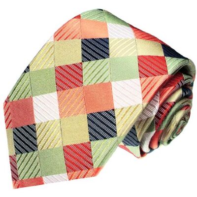 LORENZO CANA Cravate en soie italienne 100% soie vert blanc rouge orange noir - Publicité LORENZO CANA Cravate en soie italienne 100% soie vert blanc rouge orange noir - Publicité