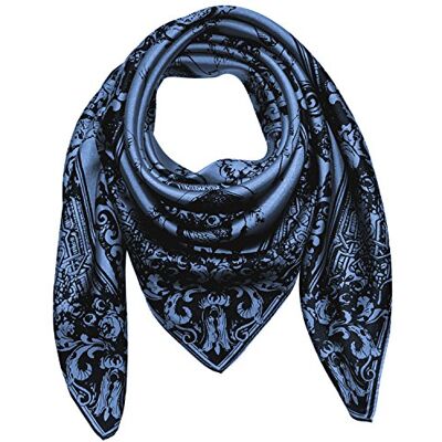 LORENZO CANA -Foulard pour la femme – écharpe de 100% soie pour le printemps et l´été, carré avec les mesures de 90 x 90 cm – une sensation de luxe en bleu noir - Publicité LORENZO CANA -Foulard pour la femme – écharpe de 100% soie pour le printemps et l´été, carré avec les mesures de 90 x 90 cm – une sensation de luxe en bleu noir - Publicité