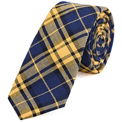 DonDon cravate homme cravate carreaux cravate rayures pour hommes rayée coton jaune bleu foncé - Publicité DonDon cravate homme cravate carreaux cravate rayures pour hommes rayée coton jaune bleu foncé - Publicité