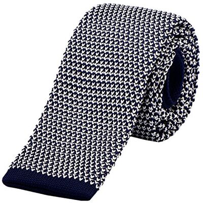 DonDon Cravate étroite en tricot 5 cm bleu foncé blanc - Publicité DonDon Cravate étroite en tricot 5 cm bleu foncé blanc - Publicité