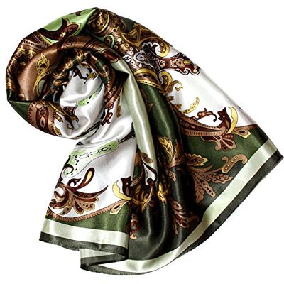 LORENZO CANA Foulard pour la femme – écharpe de 100% soie pour le printemps et l´été, carré avec les mesures de 90 x 90 cm – une sensation de luxe en vert vert tilleul émeraude marron chocolat - Publicité LORENZO CANA Foulard pour la femme – écharpe de 100% soie pour le printemps et l´été, carré avec les mesures de 90 x 90 cm – une sensation de luxe en vert vert tilleul émeraude marron chocolat - Publicité