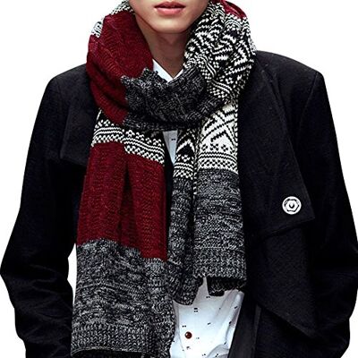 CHIC-Tricot Echarpe Châle Longue Homme Femme Doux Rayures Vintage Hiver (Rouge) - Publicité CHIC-Tricot Echarpe Châle Longue Homme Femme Doux Rayures Vintage Hiver (Rouge) - Publicité